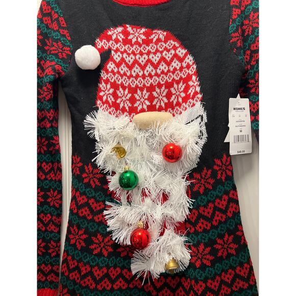 NWT Born Famous Women’s Embellished Holiday Gnome Sweater Dress Size M Black Red - Picture 4 of 8